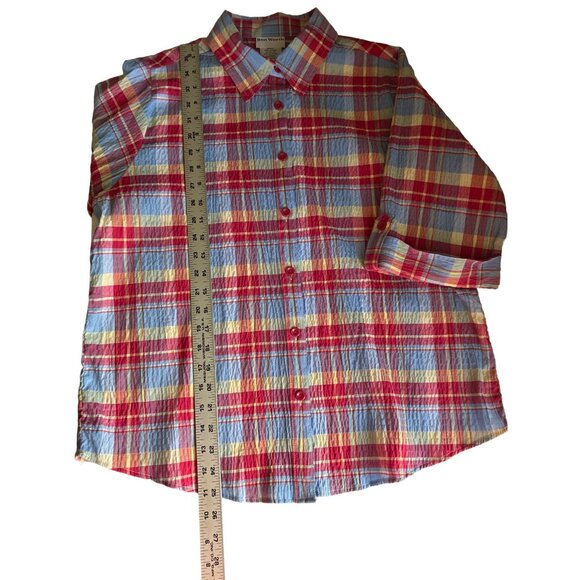 Bon Worth Womens Plaid Button-Up Shirt Medium MP Cotton Polyester - Picture 7 of 7